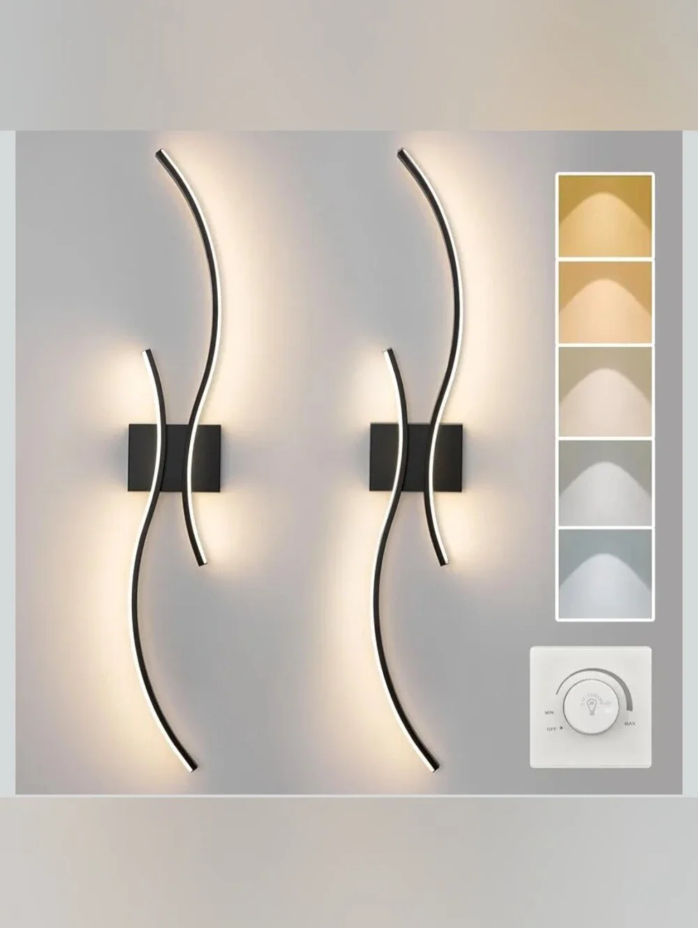 CANEOE Modern Wall Sconce Set of Two, 5CCT Dimmable Indoor Led Wall Sconce Light